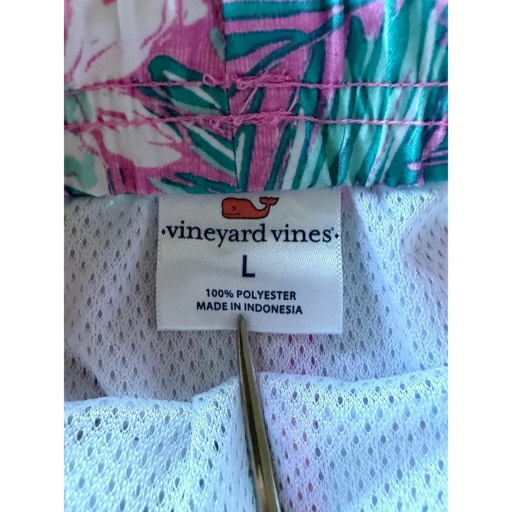 Vineyard Vines Mens Large Pink‎ Tropical Floral Palm Leaf Swim Trunks L 6.5